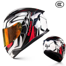 (L-B ze złotym szkłem) Kask motocyklowy z klapką, integralny, wyścigowy, Cascos Para Moto Double