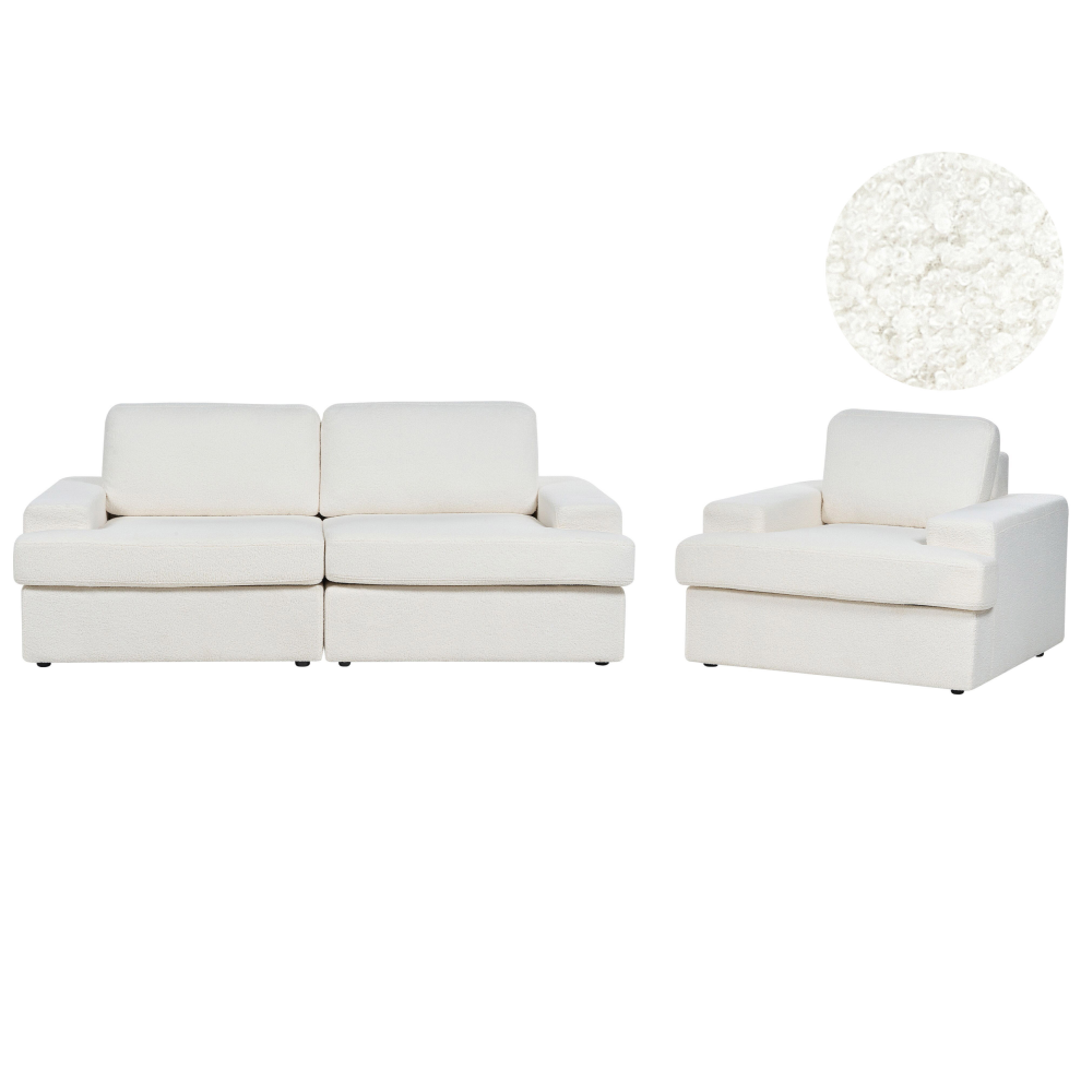Living Room Set ALLA Boucle Off-White 4 Seater