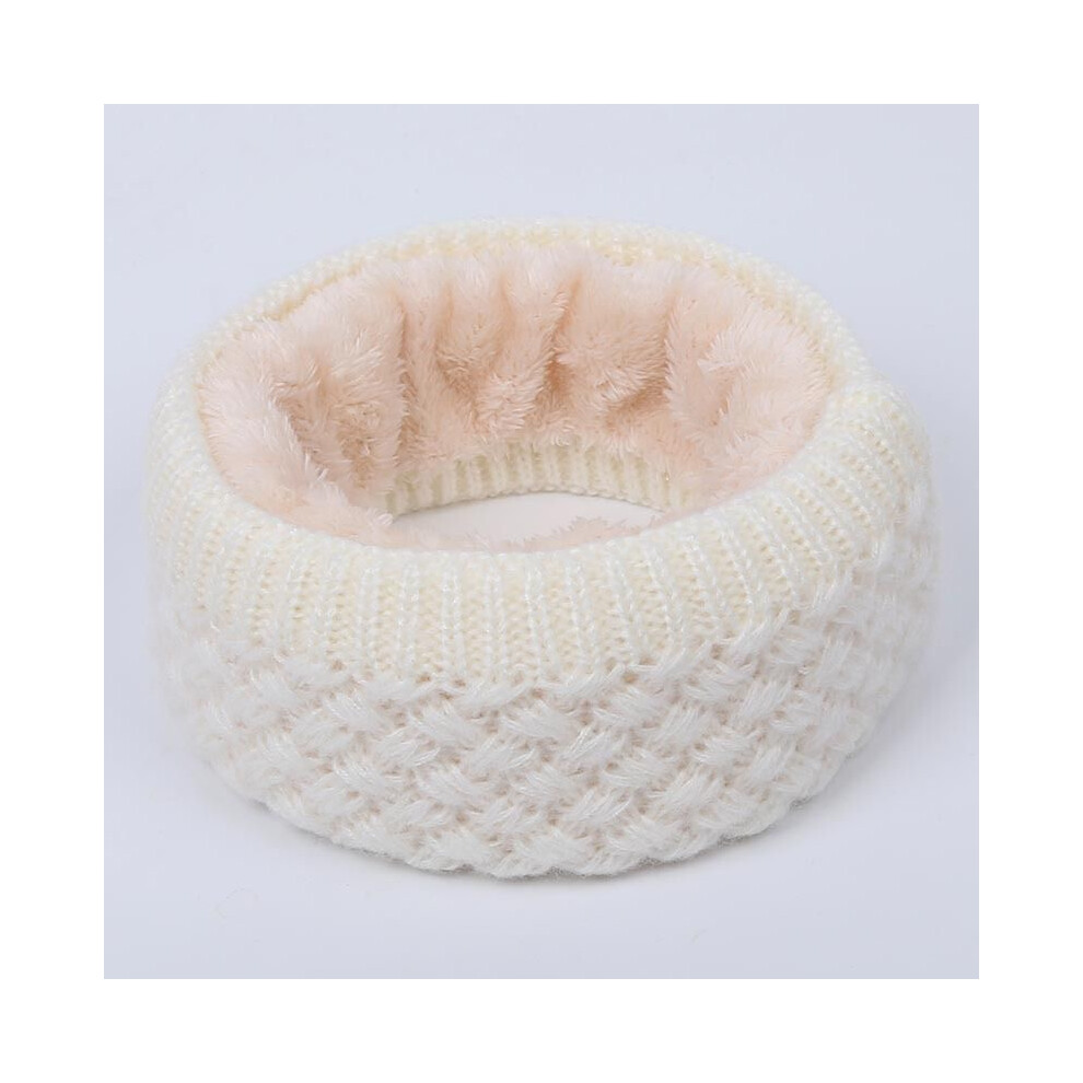(White)Écharpe de ski femme snood grosse maille tricotée hiver col doux chaud