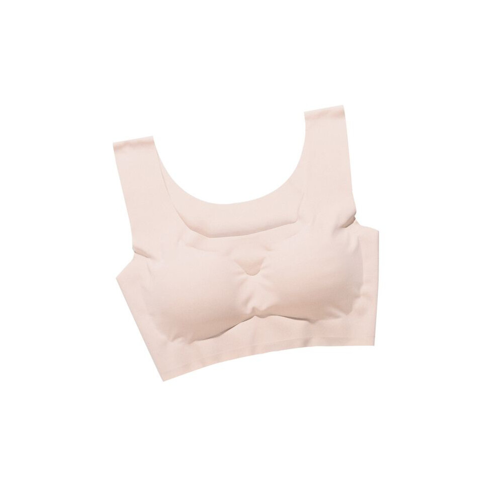 (Beige,M)Soutien gorge sport sans couture U dos élastique respirant rembourré push up yoga gilet grande taille
