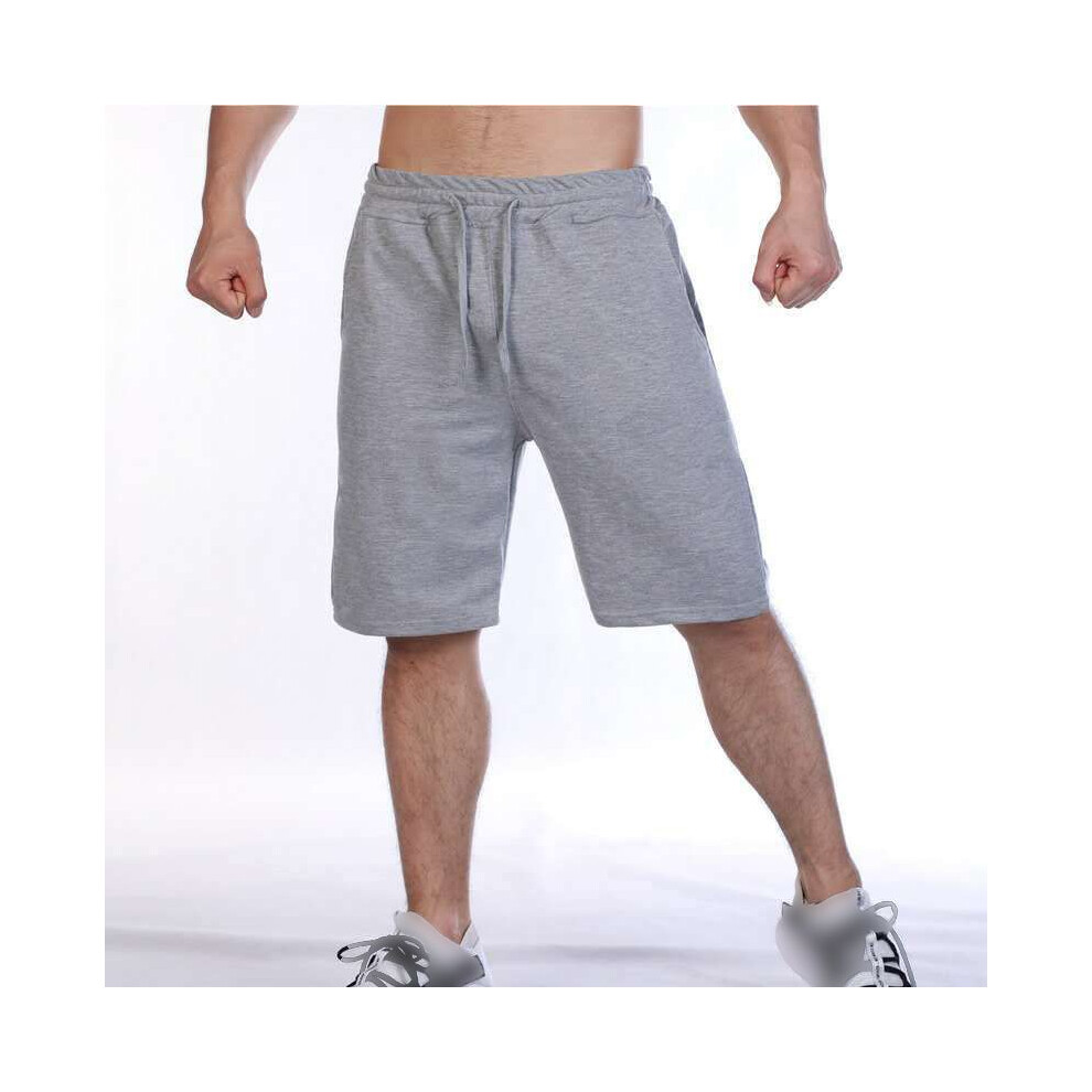 (Light Gray,2XL)Short homme uni élastique gym sweat doux décontracté jogging short ample
