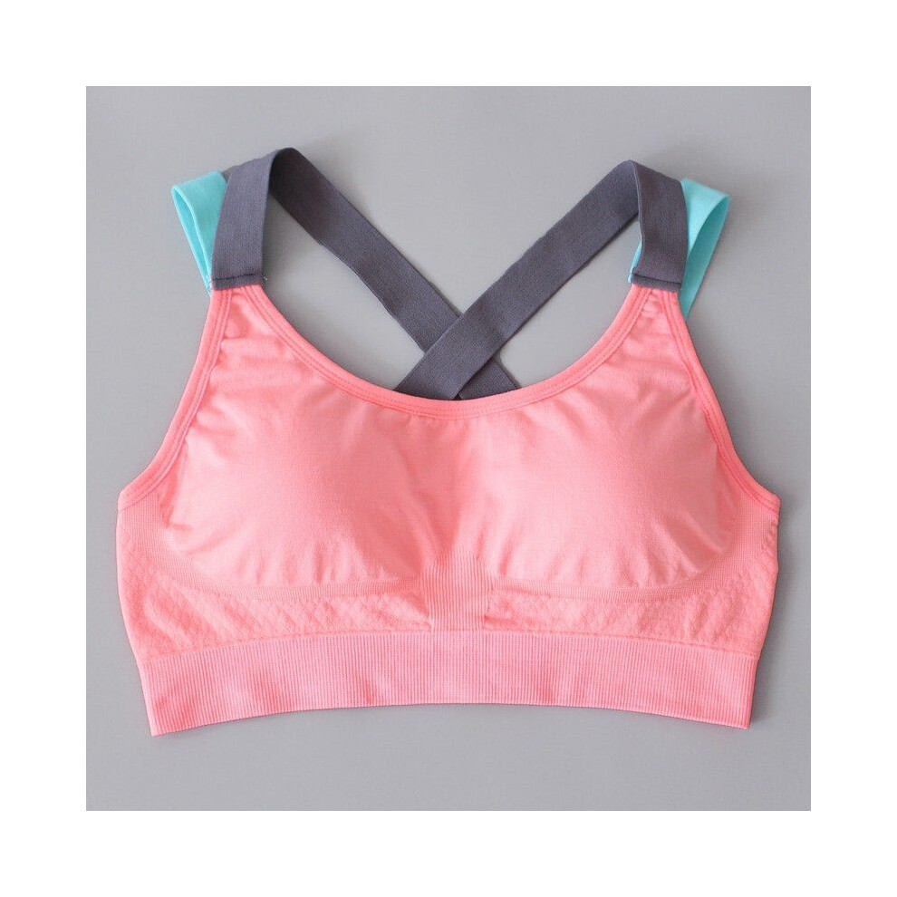 (Pink,S)Soutien-gorge de sport push-up bretelles croisées sans fil yoga gym soutien-gorge yoga sous-vêtements top fitness