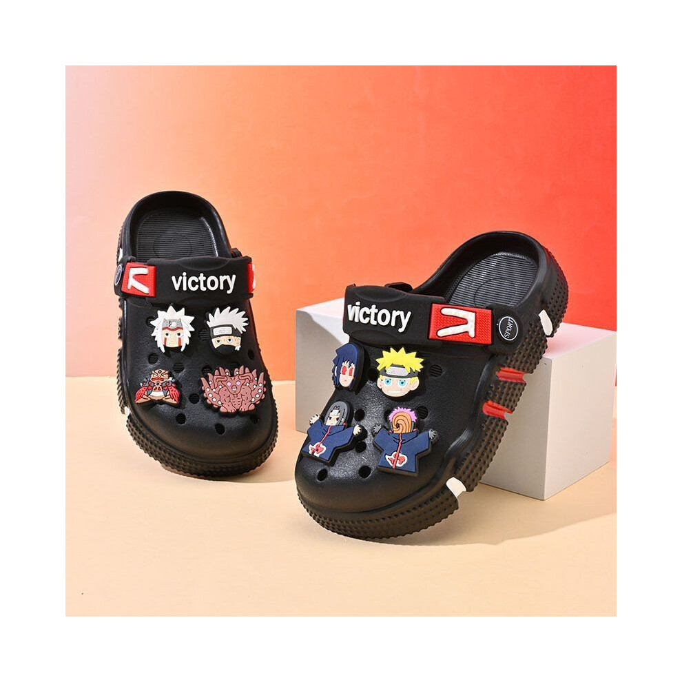 (Black Naruto, 32) Childrens Nonslip Summer Crocs Trendy Eva Shoes For Home Bathing And Beach Fun