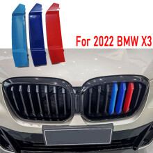 (2022 x 3) 3 Stück ABS-Auto-Kühlergrill-Streifen-Trim-Clip für BMW X3 2022 E83 F25 G01 M Power Performance-Zubehör