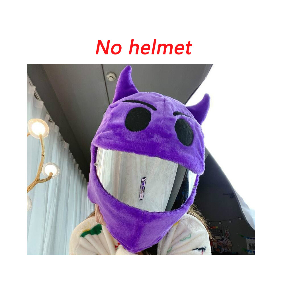 (M-Purple Demon) Housse de casque en peluche pour moto, motif animaux mignons, cochon, lapin