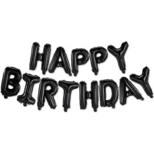 Happy Birthday Banner (3D) Mylar Letters Inflatable, Black