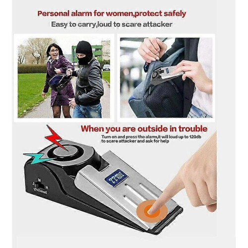 Mini Wireless Door Stop Alarm, 2 Pack Wedge Door Stop Blocking Security System with 120dB Siren 2