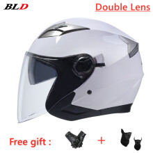 (L-WHITE)BLD Nowy kask motocyklowy otwarty 3/4, retro, vintage, podwójny