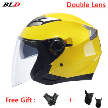 (M-ŻÓŁTY)BLD Nowy kask motocyklowy otwarty 3/4, retro, zabytkowy, podwójny