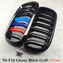 (F16 M und x6 LOGO) 2014-2018 1 Paar X5 F15 X6 F16 glänzend mattschwarzes Abs-Material Auto-Frontgrill