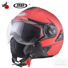 (xL-622 Matowy Czerwony Kask) Kask motocyklowy NENKI z podwójnymi soczewkami Casco Moto otwarty kask