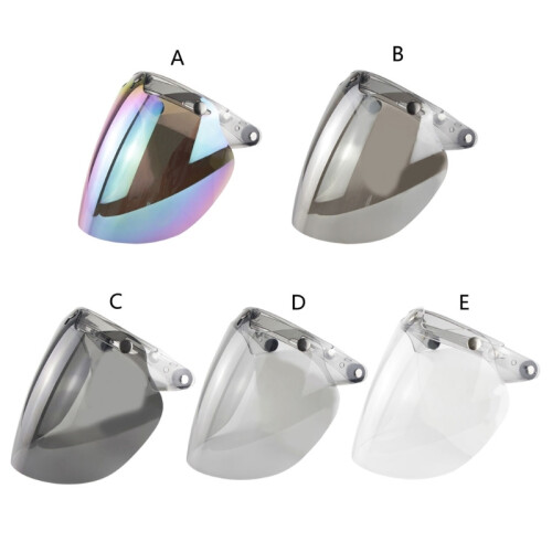 (D)Motorcycle Helmet Bubble Visor 3-Snap Design Open Face Helmet Visor with 1