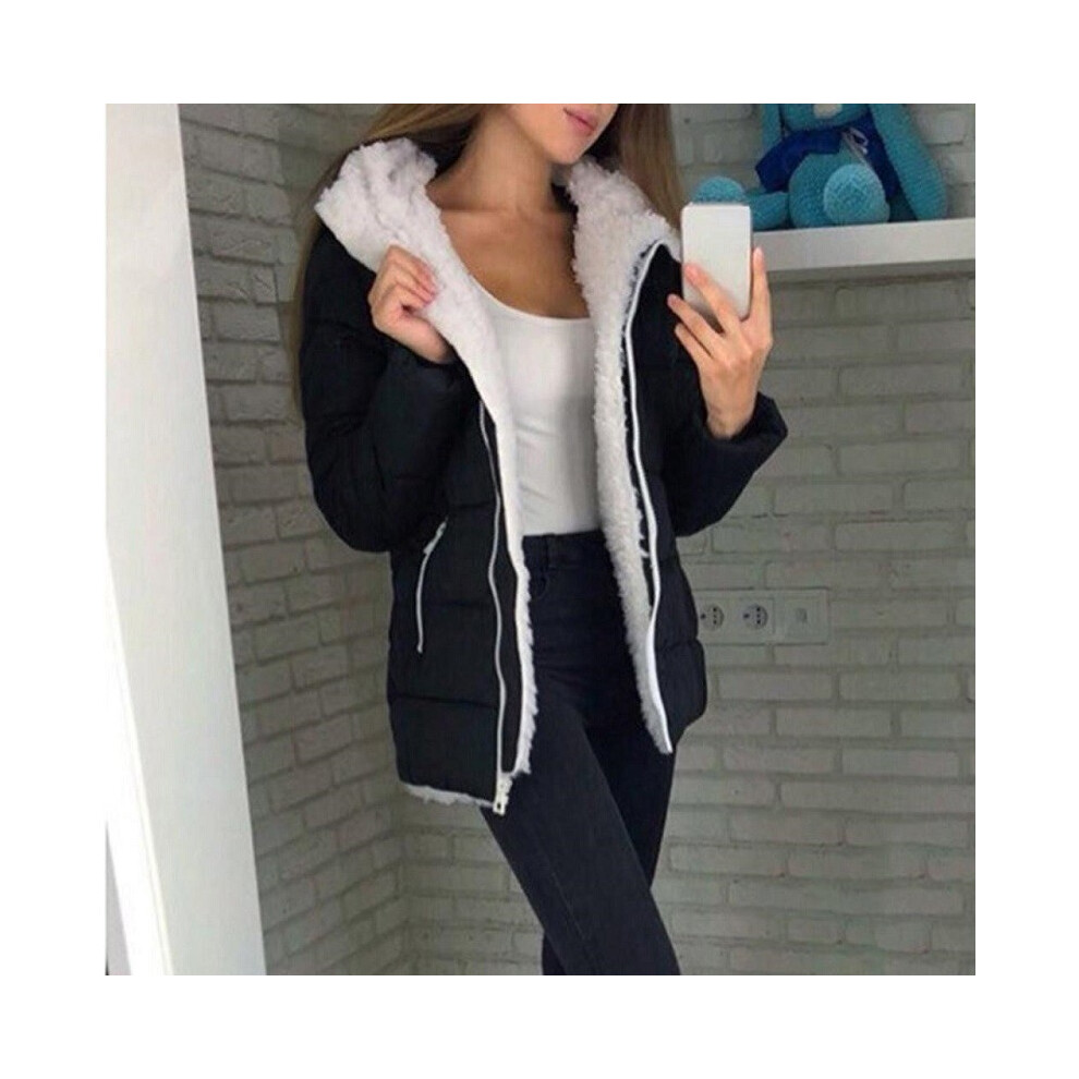 (Black,3XL)Manteaux épais femme mode hiver manches longues veste chaude vêtements d'extérieur manteau zippé