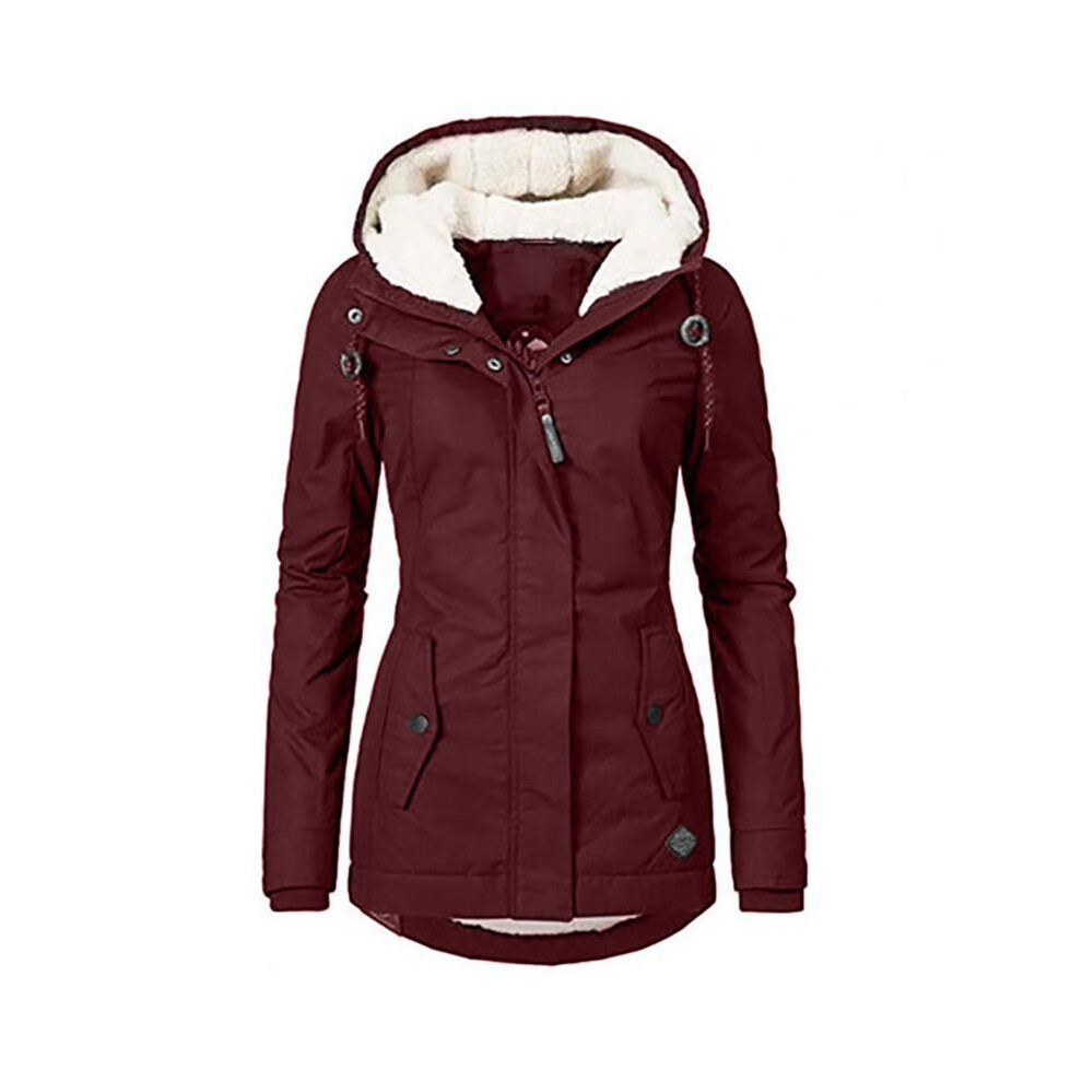 (Wine Red,2XL)Veste parka en fausse fourrure pour femme manteau femme à capuche outwear hiver chaud manteau