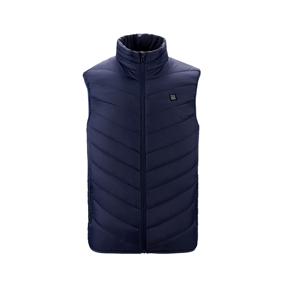 (Blue,3XL)Gilet électrique femme homme veste en tissu chauffant USB coussin chauffant chauffe-corps