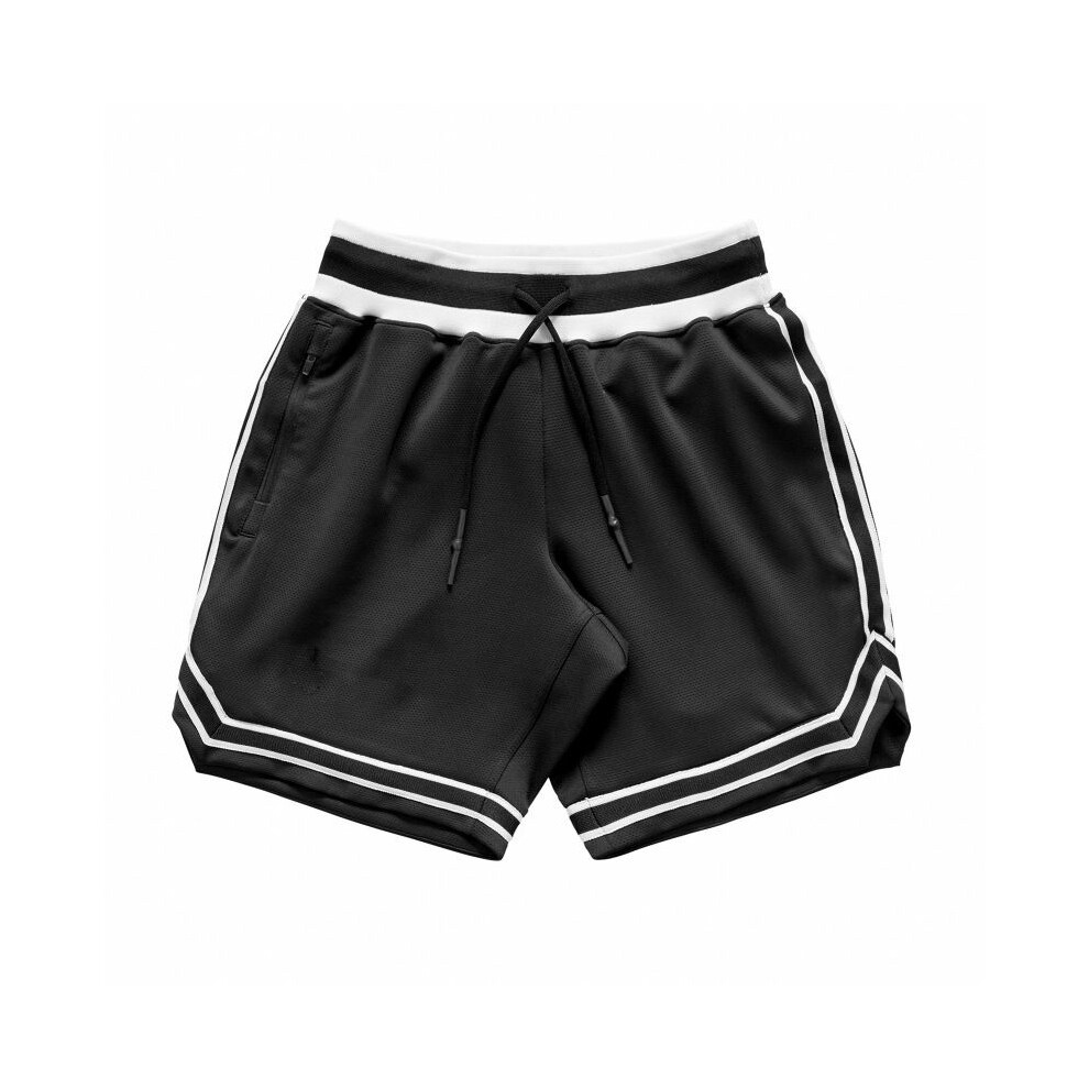 (Black,L)Short de sport fitness pour homme pantalon de football gym entraînement course jogging