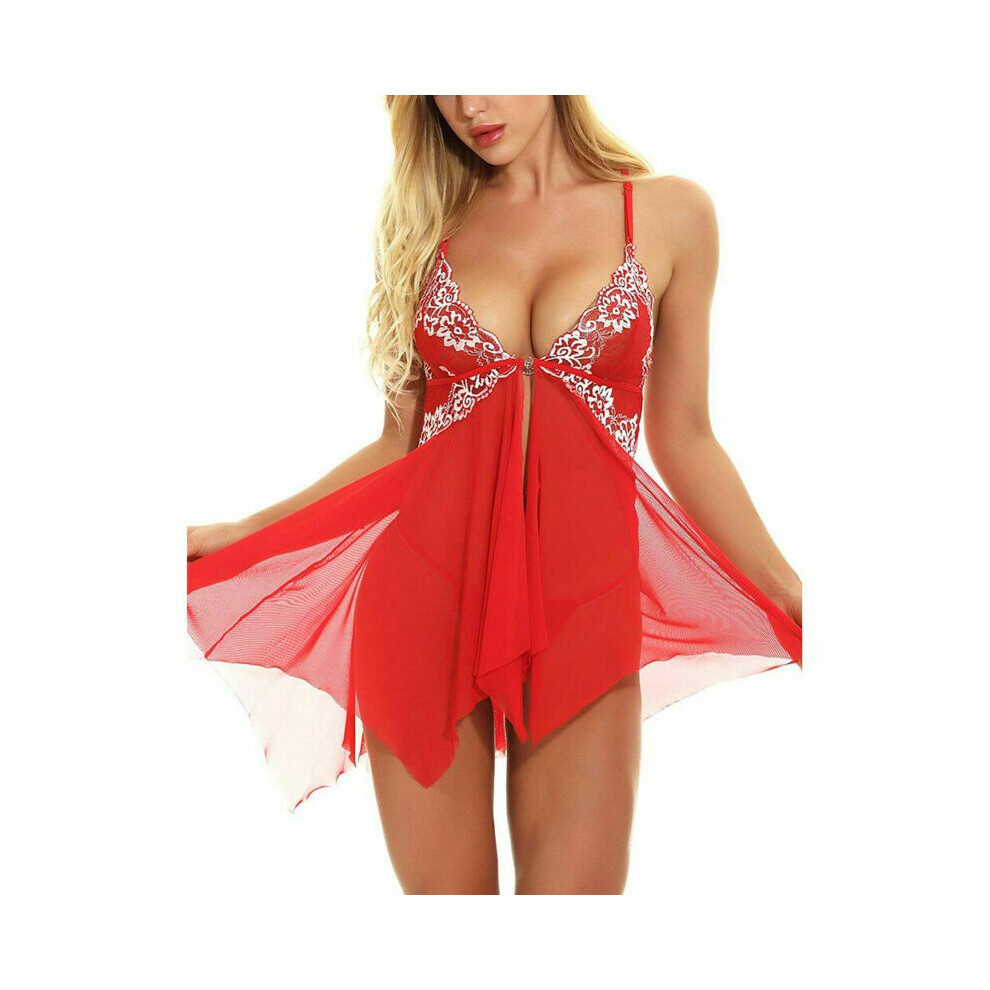 (Red,2XL)Nuisette femme grande taille sexy dentelle lingerie cami pyjama pyjama pyjama pyjama pyjama