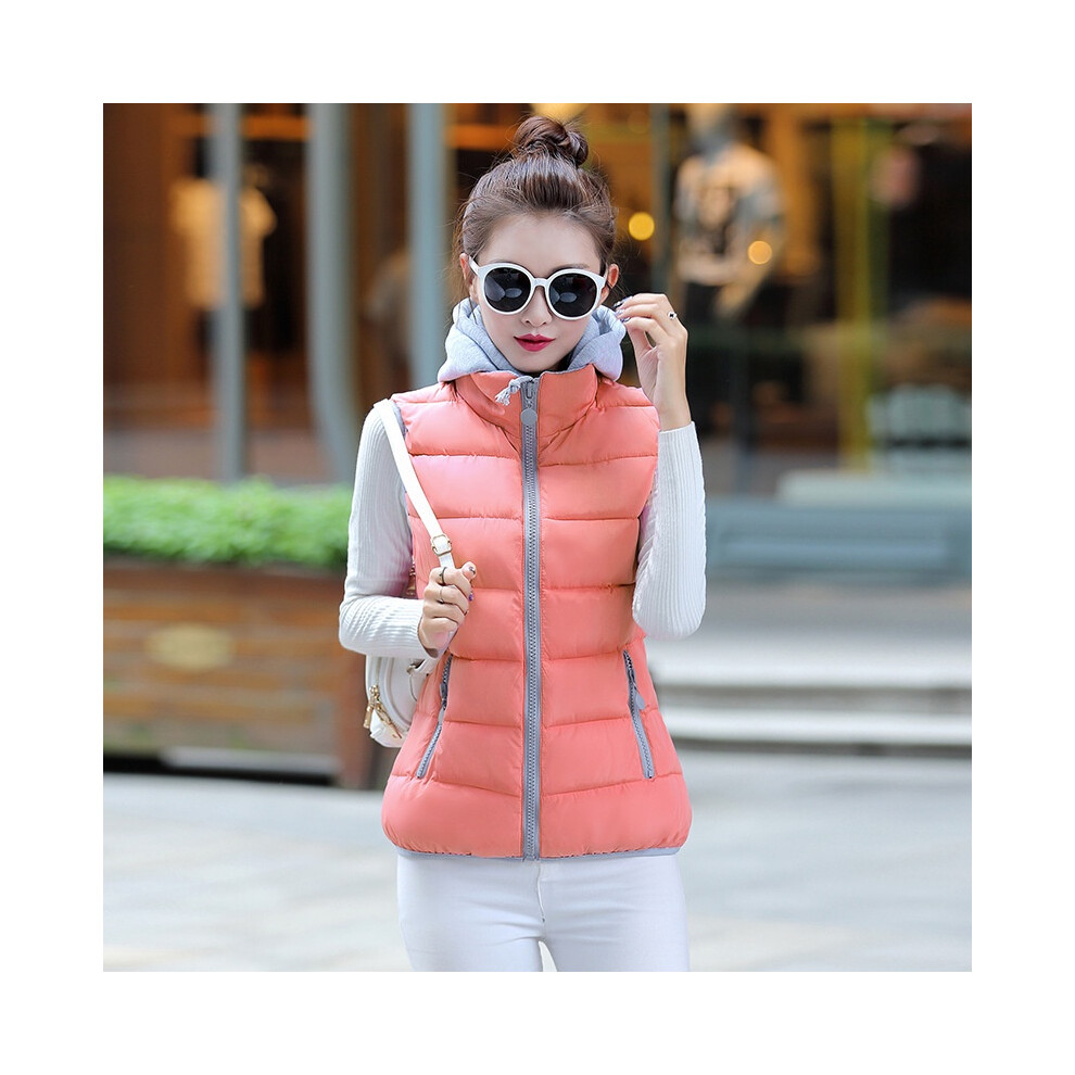 (Pink,M)Gilet veste sans manches femme bodywarmer gilet sans manches capuche