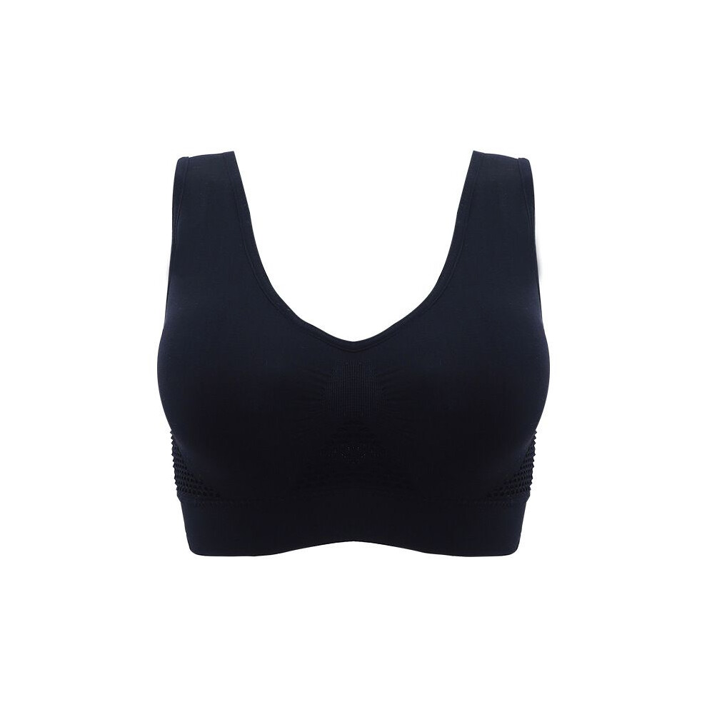 (Black,S)Soutien-gorge de sport respirant femme creux rembourré soutien-gorge de sport haut grande taille gym yoga