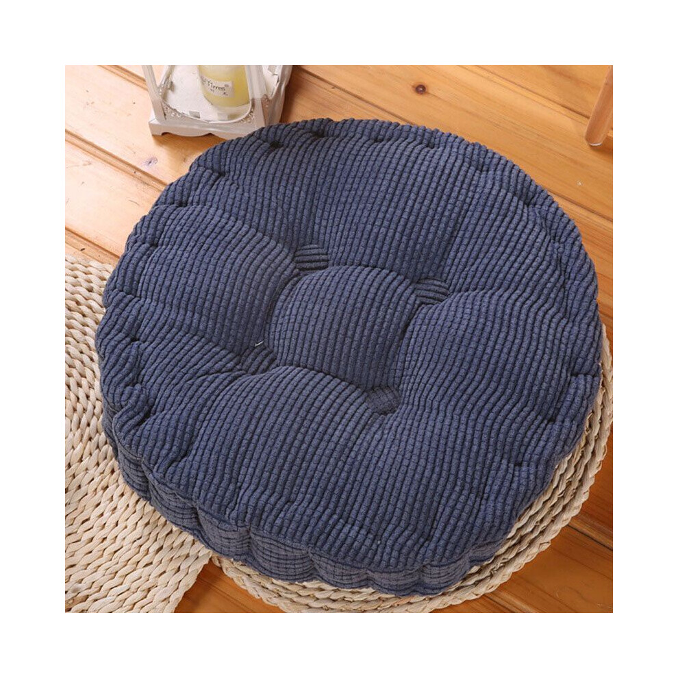 (Denim Blue,48*48cm/19*19Inch)Tapis de chaise rond en velours côtelé coussin plus épais patio voiture bureau canapé tapis tatami