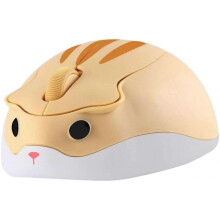 Hamster Shape Wireless Silent Mouse Cute Mini Portable Travel Animal Mice 1200DPI Optical Small Wireless Mice for School Kids Children Gift (Yellow)