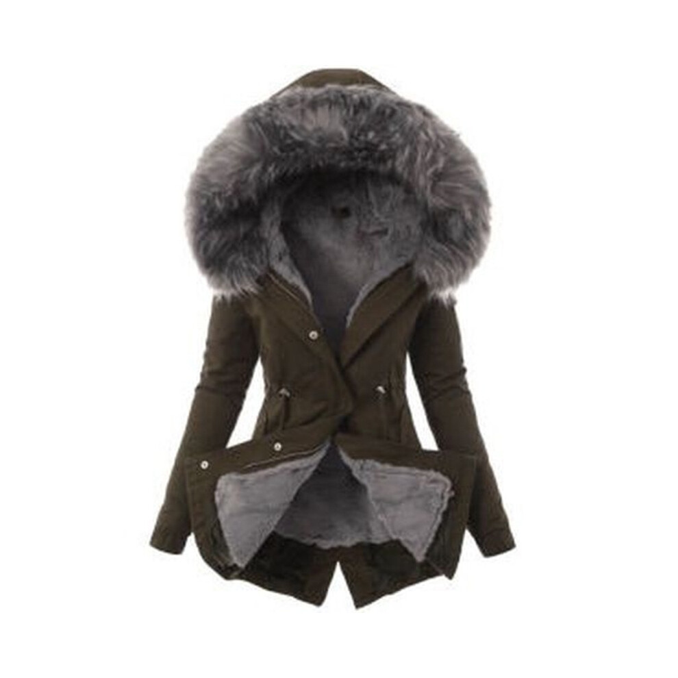 (Army Green,2XL)Manteau à capuche militaire hiver femme parka outwear veste chaude doublée fourrure manteaux