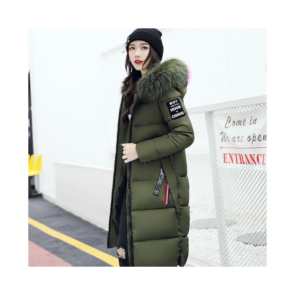 (Army Green,3XL)Manteau femme hiver fin veste à capuche parka chaud long rembourré veste d'extérieur