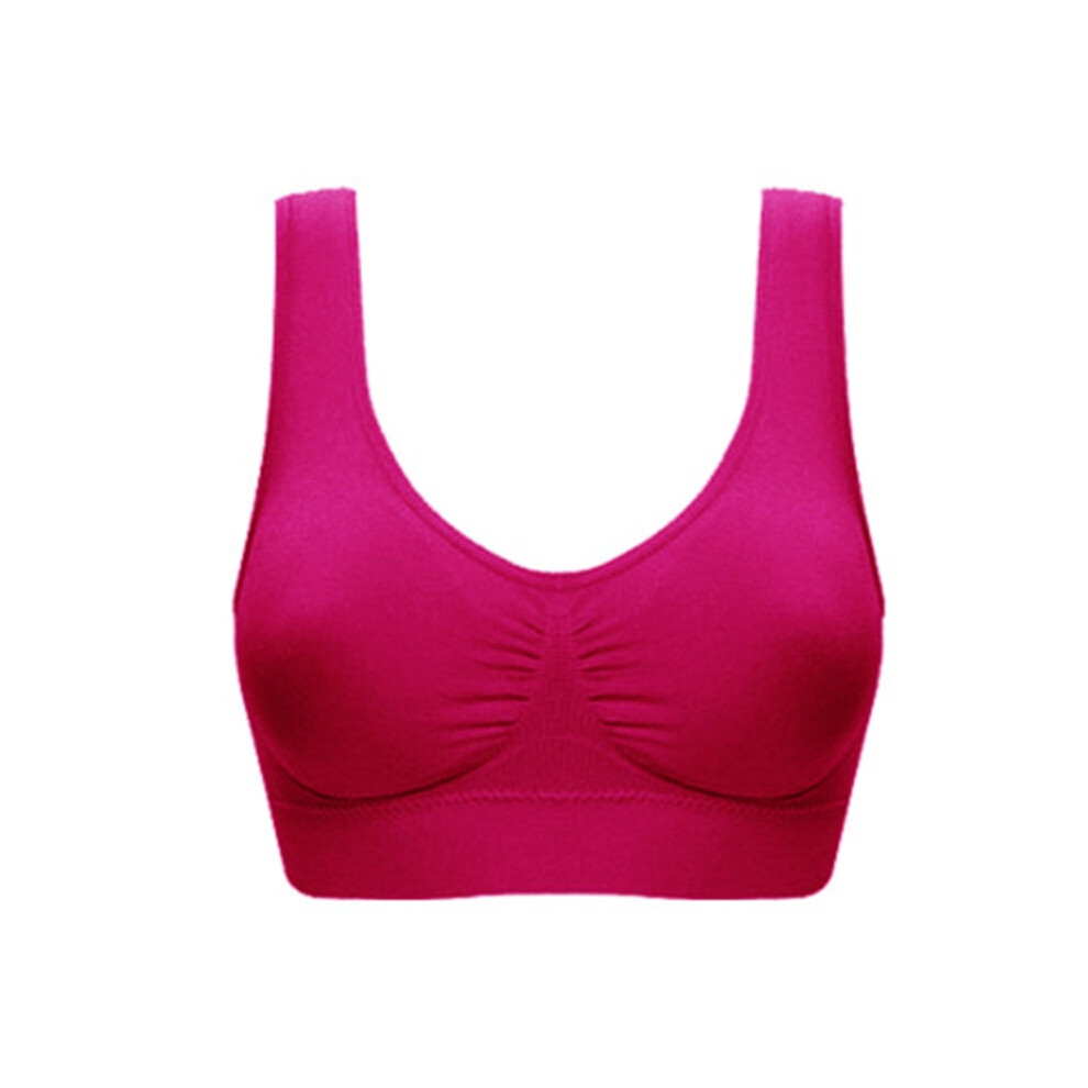 (Rose Red,2XL)Soutien-gorge de sport femme couleur pure grande taille ultra-mince soutien-gorge complet bonnets hauts