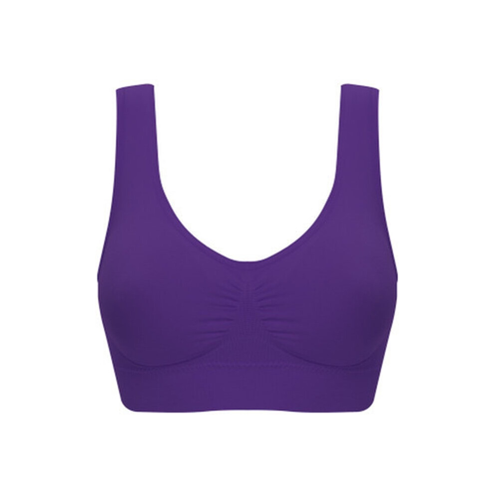 (Purple,2XL)Soutien gorge femme couleur pure grande taille ultra-mince grand soutien gorge sport soutien gorge intégral hauts bonnet