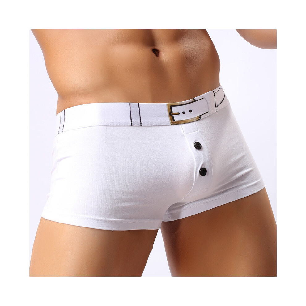 (White,L)Boxer slip homme imprimé en 3D sous vêtement bouton lime ouvert bombé jockstrap