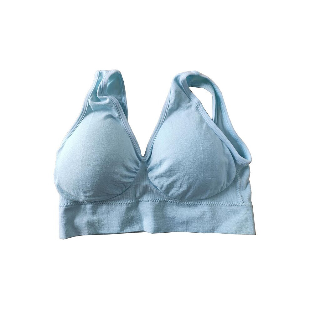 (Light Blue,3XL)Soutien-gorge de sport femme couleur pure grande taille ultra-mince soutien-gorge complet bonnets hauts