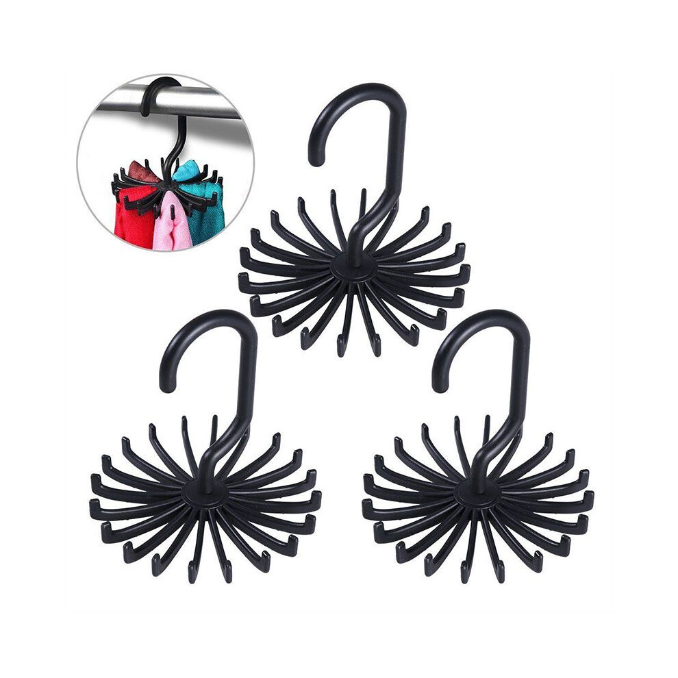 (3PC Black)20 porte-cravates rotatifs organisateur de cintres écharpe tourbillonnante ceinture cravate crochet support cravates
