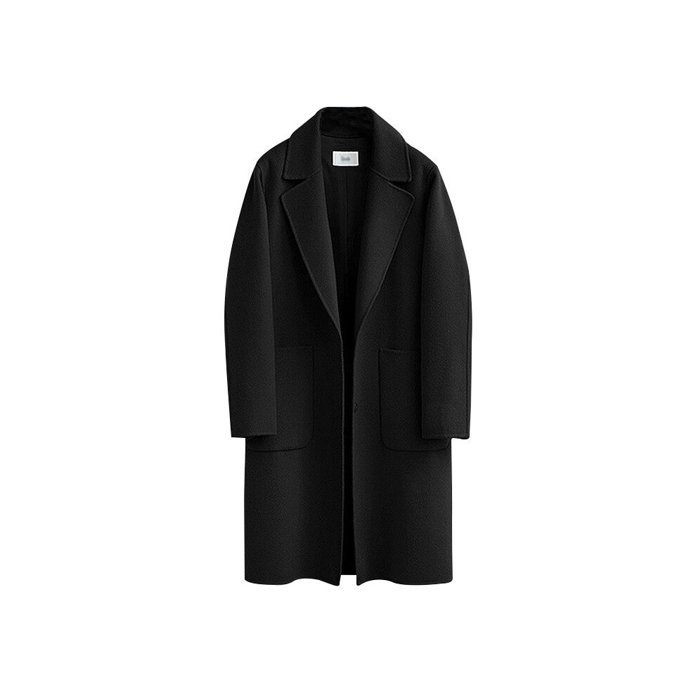 (Black,Tag XL=US M)Manteau décontracté neuf mode femme vintage laine hiver chaud manches longues poche