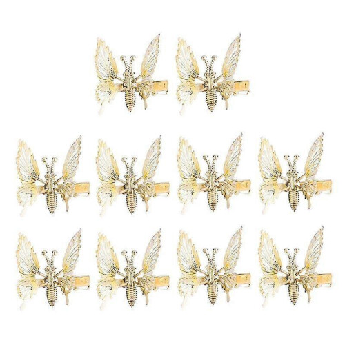 10pcs 3d Movable Butterfly Hair ClipsGold