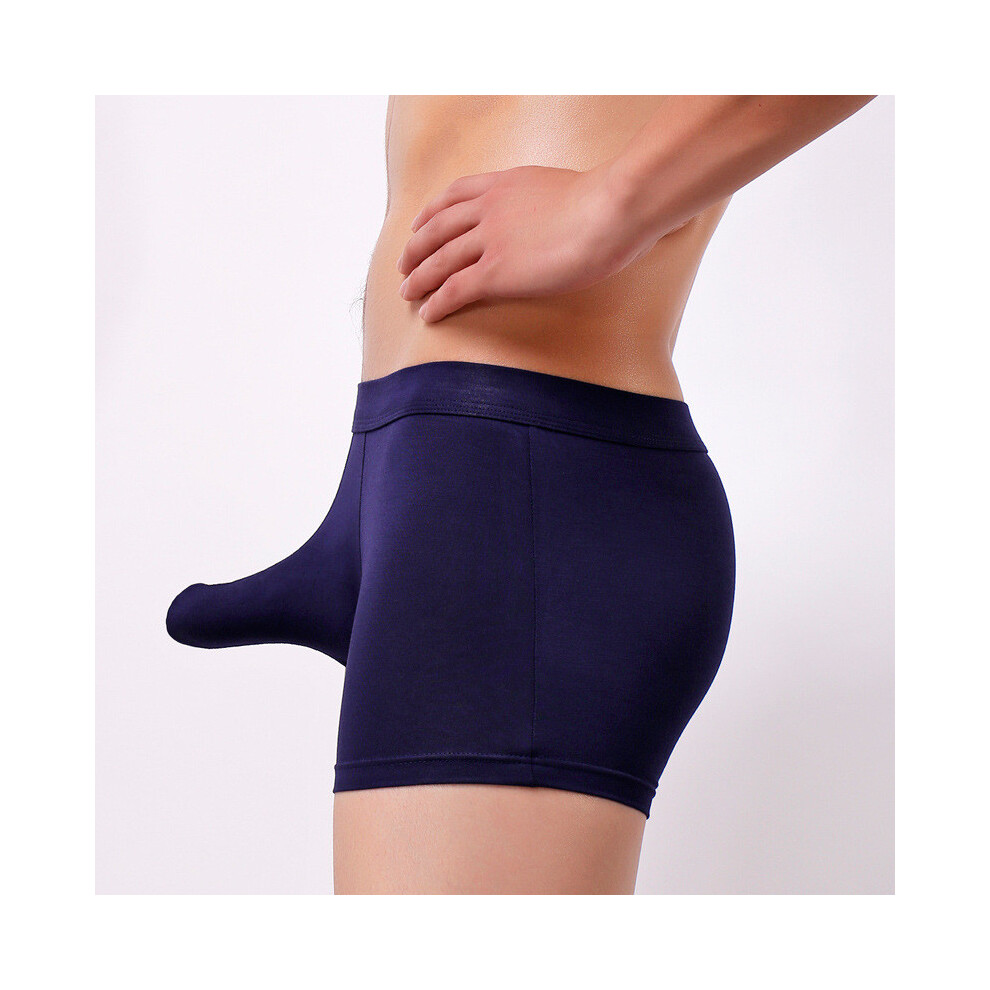 (Navy,L)Boxer homme slip pénis ouvert sous vêtement fourreau pochette de couverture short de coffre extensible