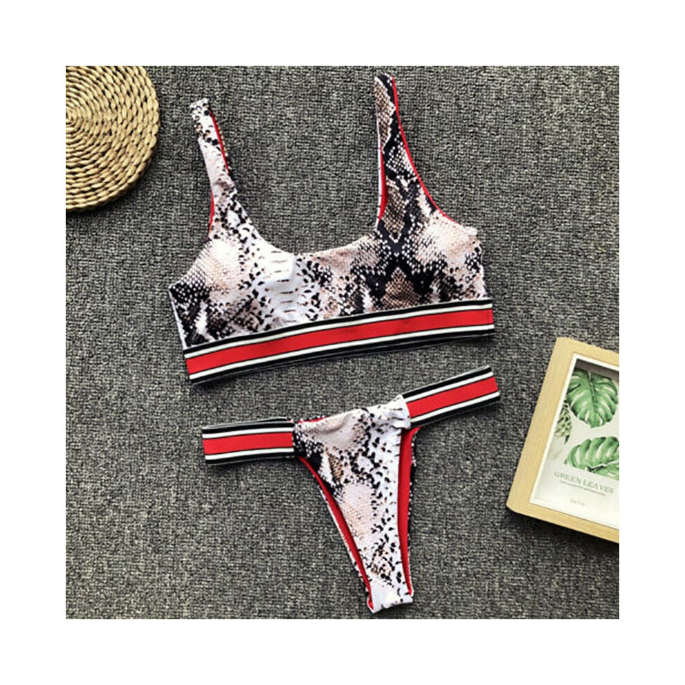 (Serpentine,S)Ensemble femme bandeau bandage bikini rembourré maillot de bain brésilien maillot de bain plage