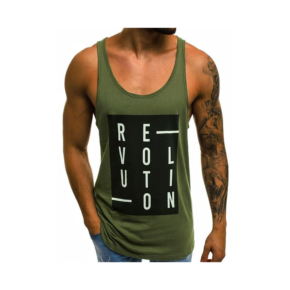(Army Green,L)Débardeurs décontractés sans manches col carré pour hommes gilet slim sport sous-vêtement t-shirts