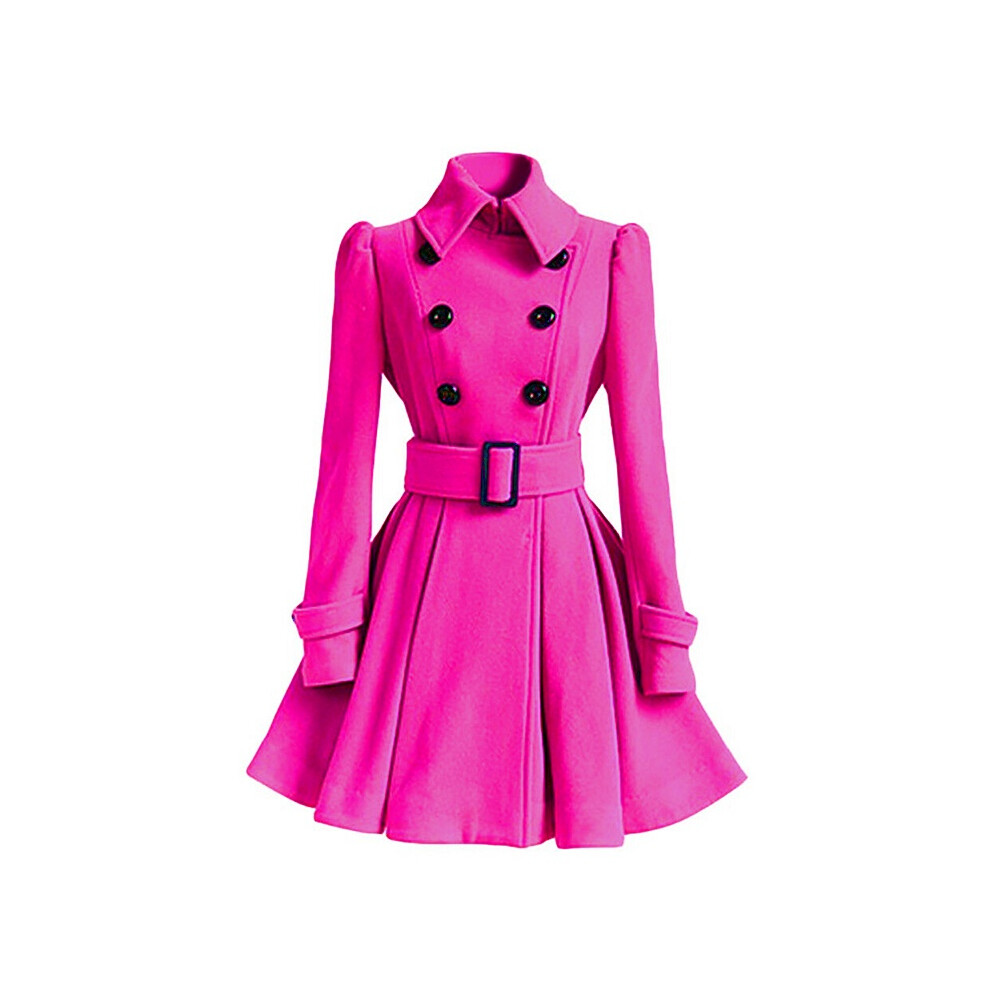 (Rose pink,Tag M=US XS)Manteau trench hiver femme double boutonnage robe balançoire femme parka veste outwear