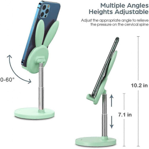 Cute Bunny Phone Stand, Angle Height Adjustable Cell Phone StandGreen 2