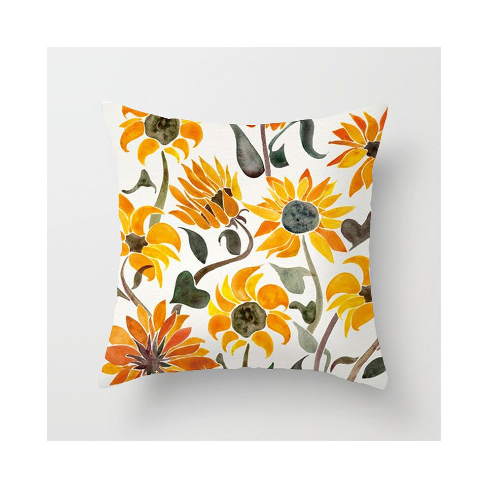 (B)Taie d'oreiller verte plantes tropicales feuilles d'arbre de plâtre lin housse de coussin 18"x18"