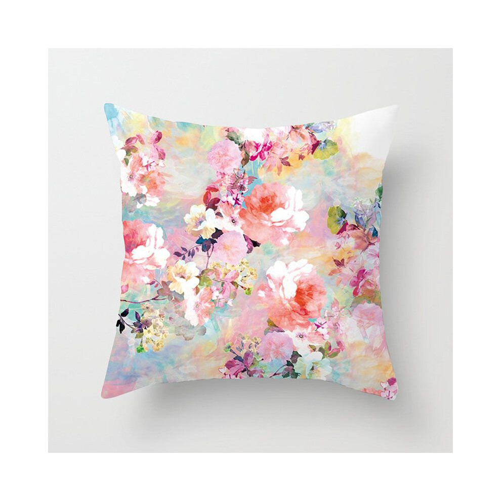 (G)Taie d'oreiller verte plantes tropicales feuilles d'arbre de plâtre lin housse de coussin 18"x18"