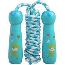 Jump Rope with Wooden Handle, Adjustable Cotton Jump Rope for Kids, Jump Rope for Kids, (Blue)
