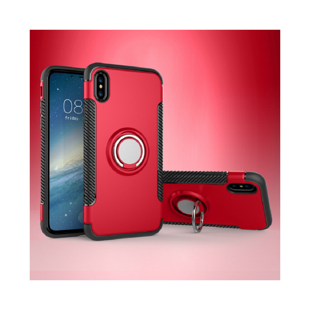 (Red,For iphone7/8)Étui de protection hybride rigide résistant antichoc anneau support béquille