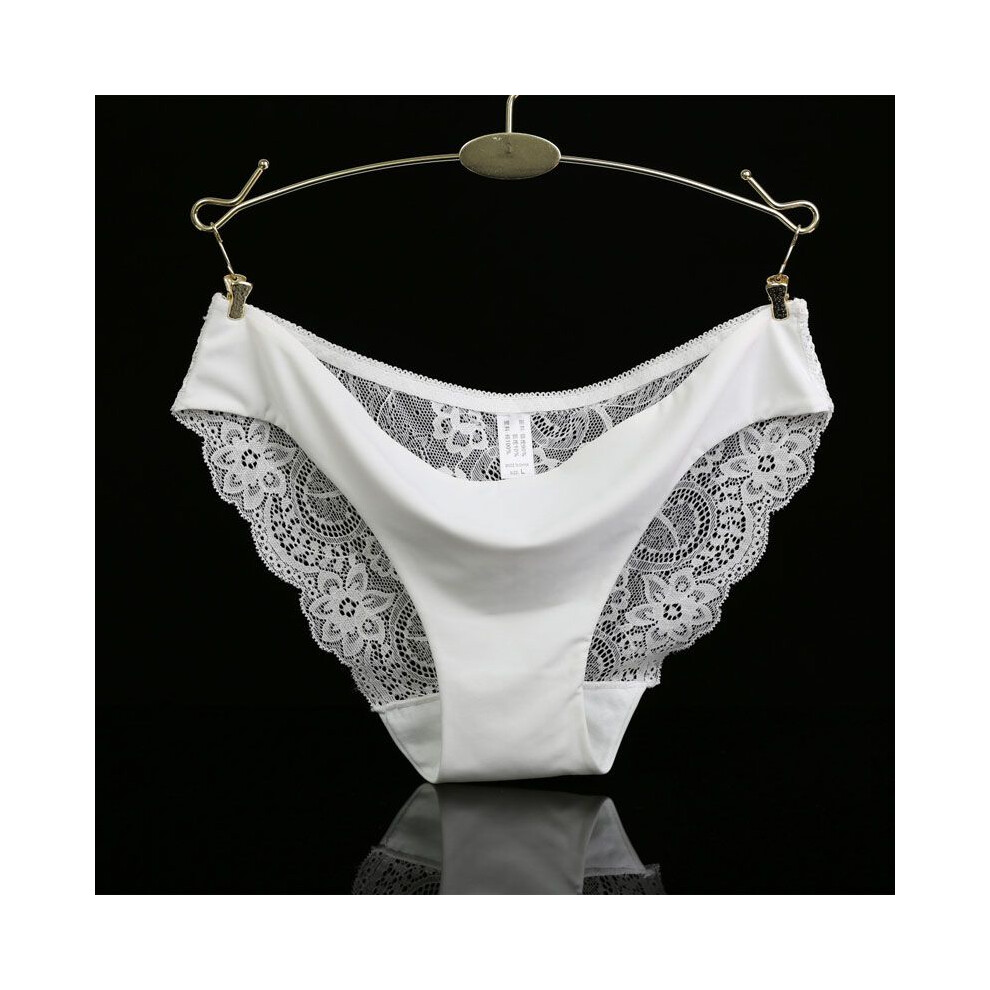 (White,XL)Culotte slip femme sans couture dentelle string lingerie sous vêtement culotte