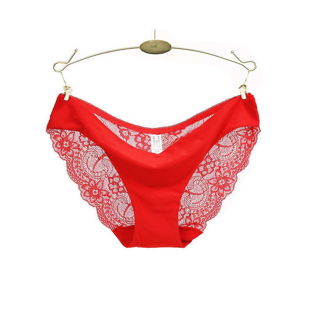 (Red,L)Culotte slip femme sans couture dentelle string lingerie culotte sous vêtement