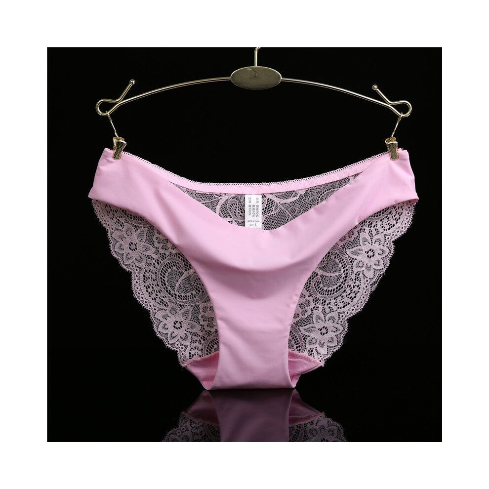 (Pink,XL)Culotte slip femme sans couture dentelle string lingerie sous vêtement culotte
