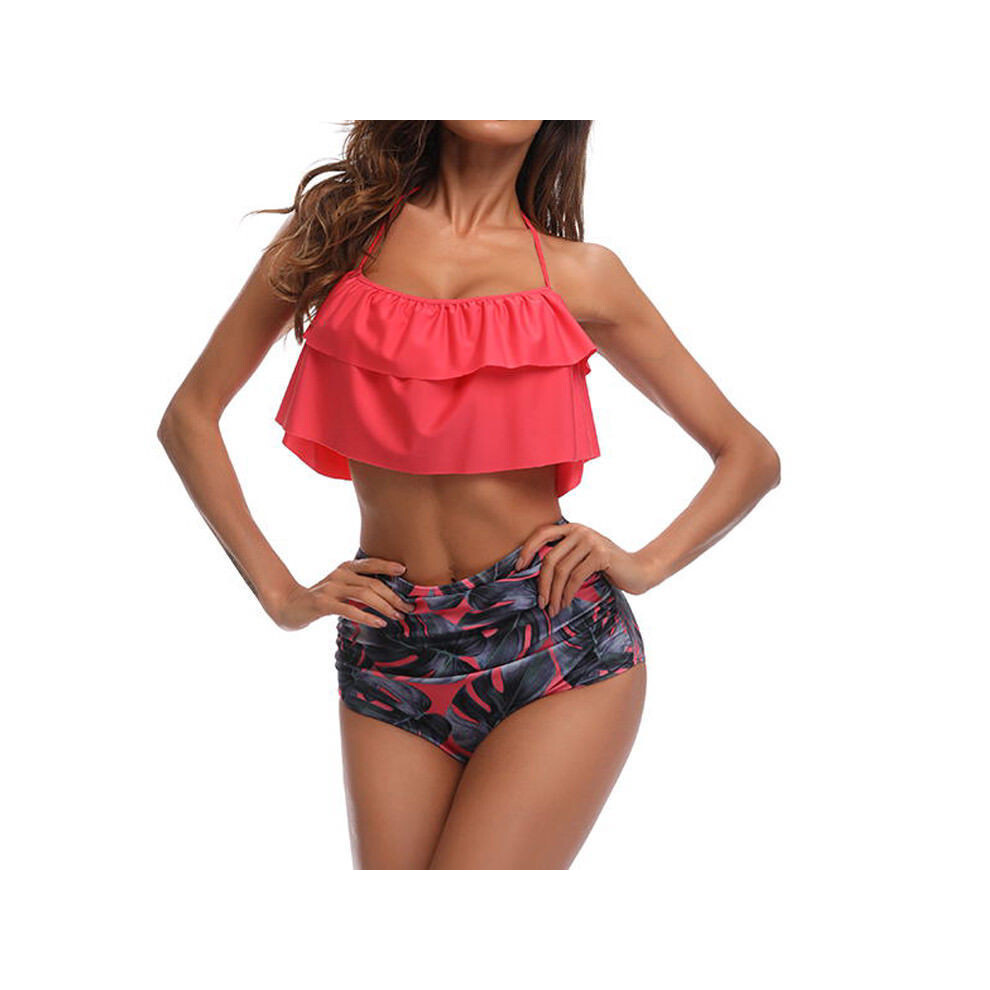 (Orange,L)Maillot de bain mode Falbala femme taille haute bikini ensemble push-up maillot de bain