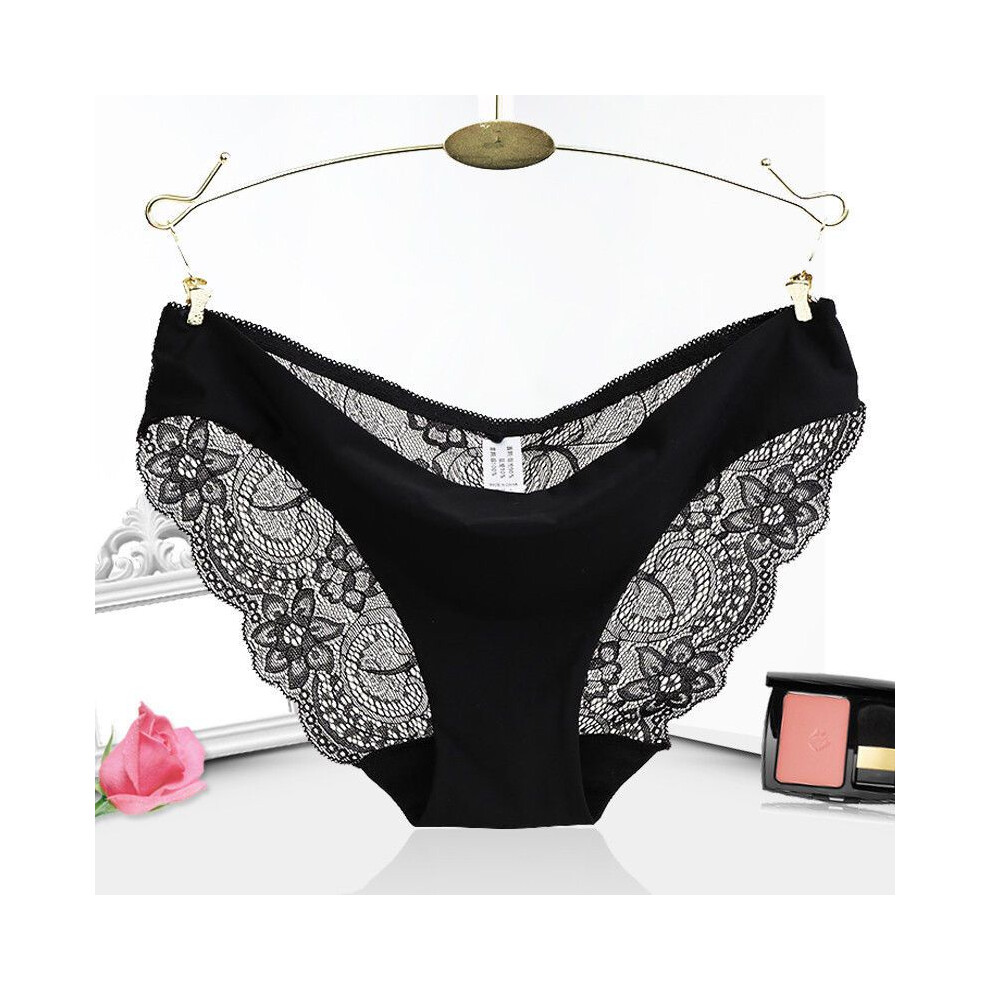 (Black,L)Culotte slip femme sans couture dentelle string lingerie culotte sous vêtement