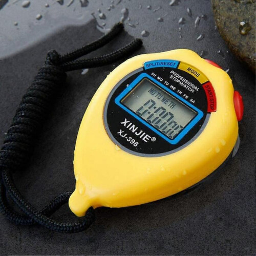 Chronograph with LCD display and stopwatch, Yellow 2