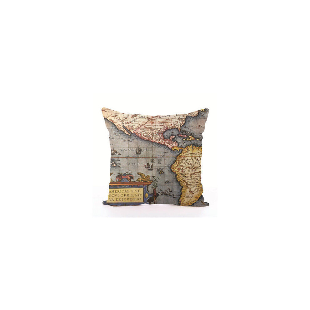 (E)Taie d'oreiller imprimée carte du monde maison canapé taille housse de coussin décoration pas cher